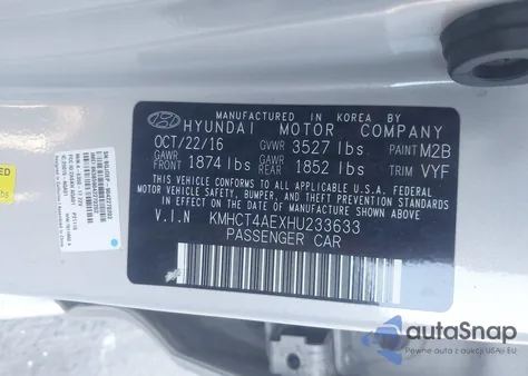2017 Hyundai Accent Se z USA, uszkodzony, nr VIN KMHCT4AEXHU233633